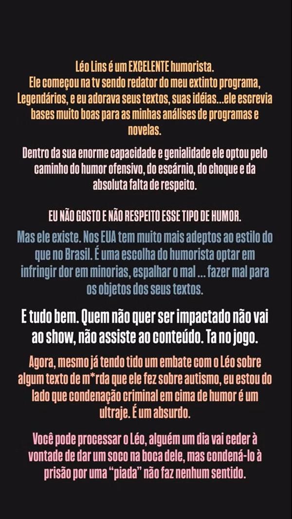 Marcos Mion diz que Leo Lins é genial e detona condenação: “Ultraje”