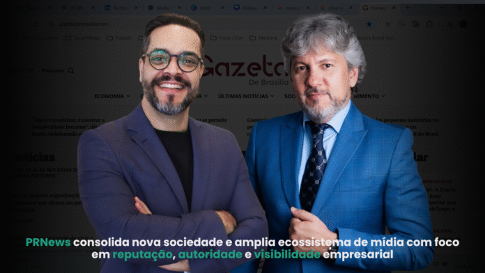 Tucco e Luciano Menezes, diretores da PRNews, durante anúncio da nova sociedade e expansão da plataforma de reputação digital.