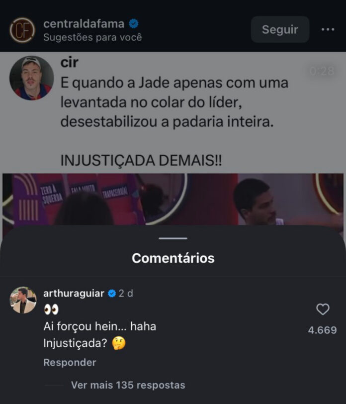 Não superou? Arthur Aguiar reacende rixa com Jade Picon após 3 anos - destaque galeria